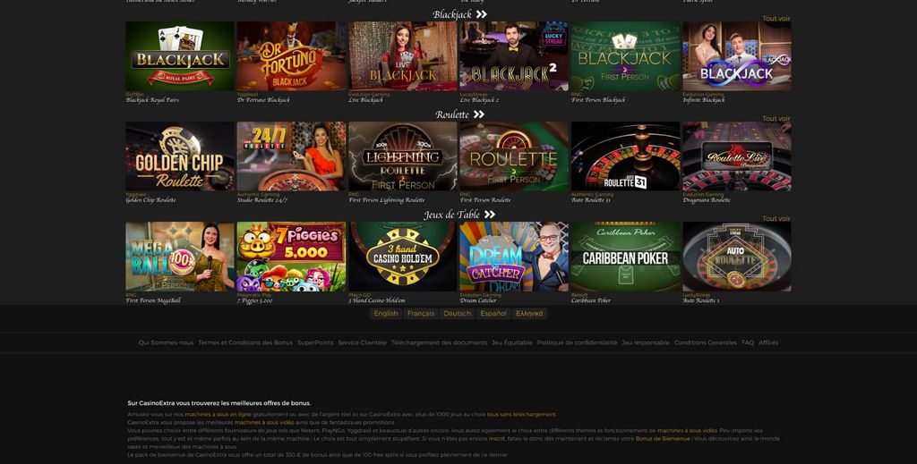 Machines à sous bonus de Casino Extra